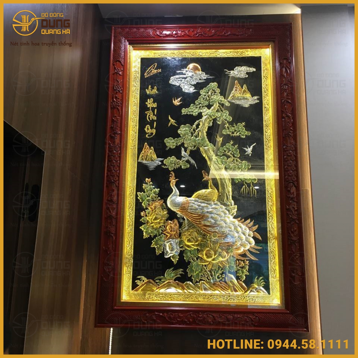 Bàn giao và lắp đặt tranh vinh hoa phú quý 1m6 x 1m lắp đặt tại Hải Dương
