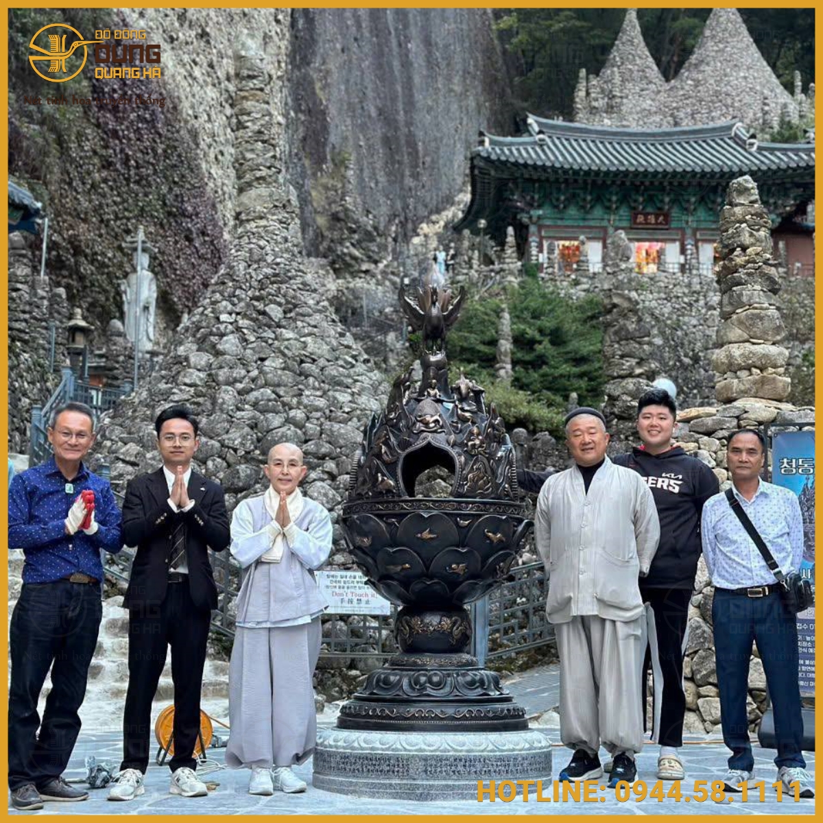 Bàn giao lắp đặt đặt lư hương đúc bằng đồng tại đất nước Hàn Quốc