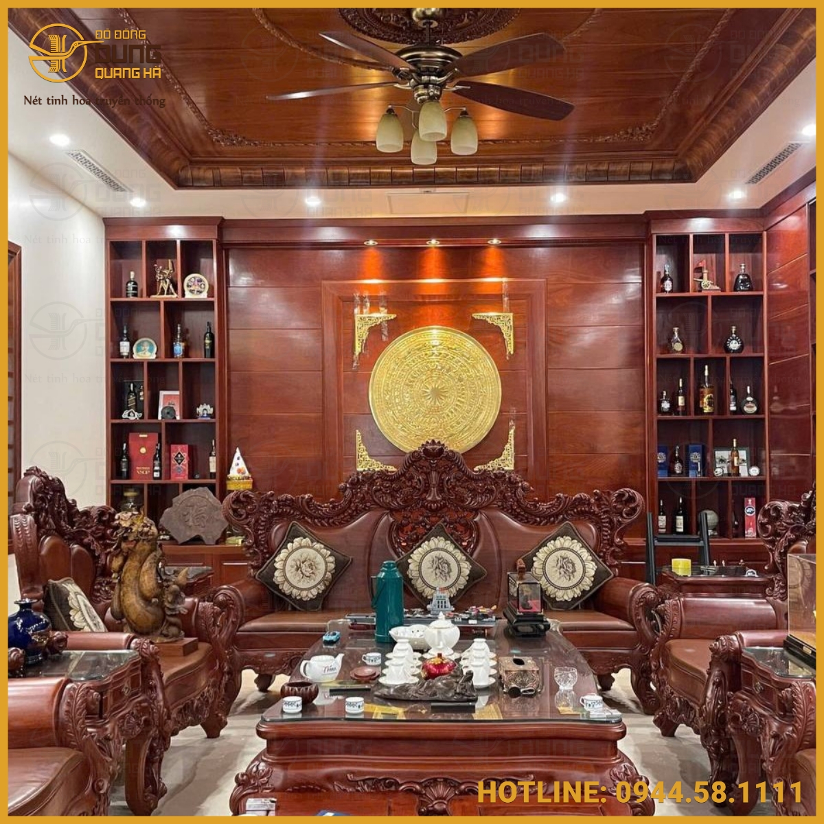 Hoàn thiện và lắp đặt mặt trống 1m08 , tượng Hưng Đạo Đại Vương dát vàng tại Vĩnh Phúc
