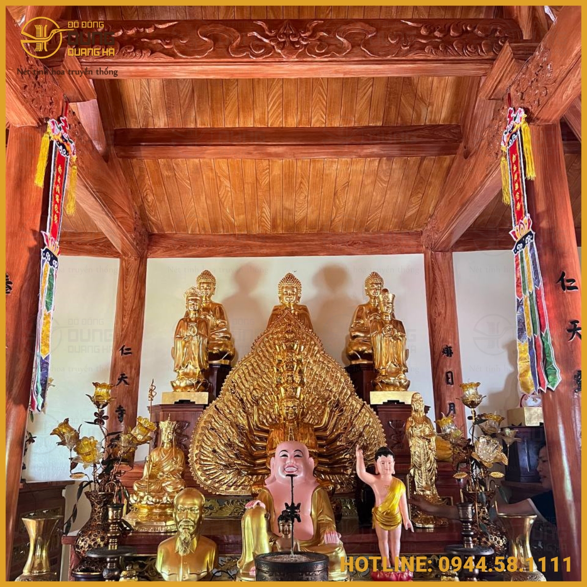 Bàn giao 12 pho tượng dát vàng tại chùa Nhân Thiên - Nghi Xuân - Hà Tĩnh