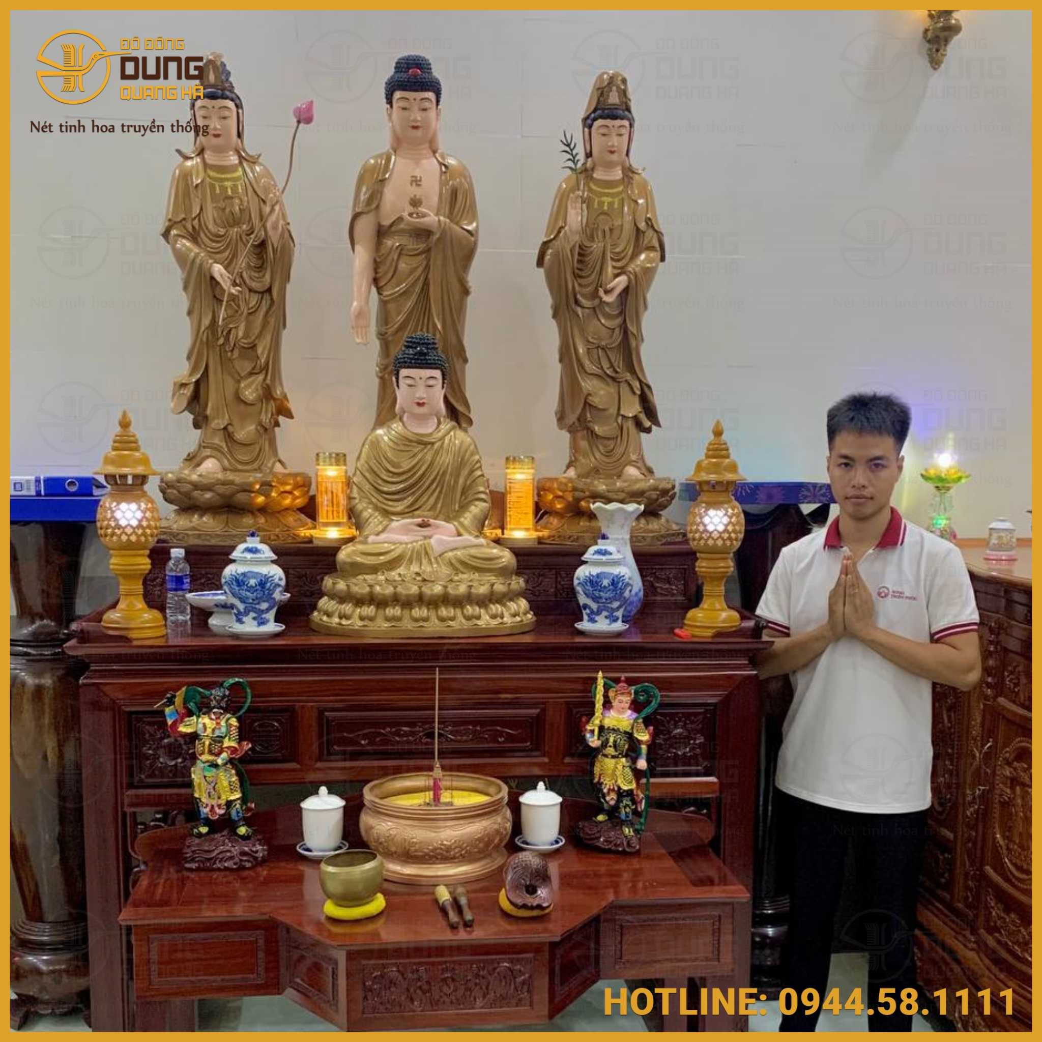 Bàn giao tượng Phật Thích Ca 70cm làm màu tô phấn diện cho thầy tại Nghệ An
