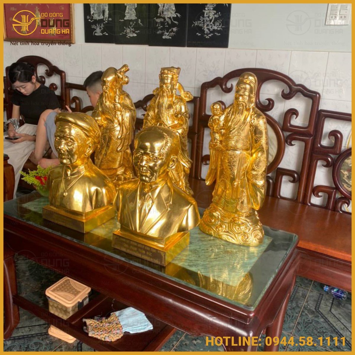 Hoàn thiện và bàn giao bộ tượng tam đa và truyền thần dát vàng tại Vũng Tàu
