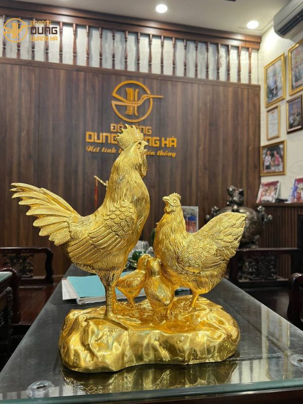Quá trình làm tượng gia đình gà dát vàng kích cỡ 35 x 38