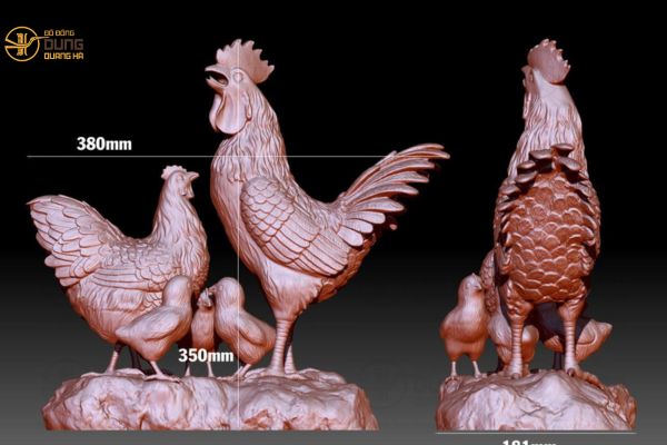 Quá trình làm tượng gia đình gà dát vàng kích cỡ 35 x 38
