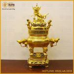 Đỉnh đồng vuông mạ vàng 24k cao 70cm