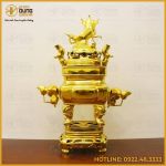 Đỉnh đồng vuông mạ vàng 24k cao 70cm