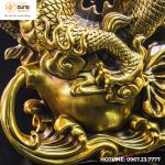 Tượng linh vật rồng hồ lô bằng đồng vàng kích thước 42x52x25cm nặng 12kg