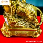 Tượng hổ phong thuỷ bằng đồng vàng kích thước 15x15cm