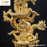Tượng linh vật rồng bằng đồng vàng mạ vàng cao 27cm
