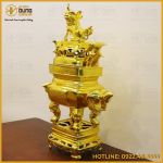 Đỉnh đồng vuông mạ vàng 24k cao 70cm