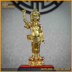 Tượng Phật đản sinh bằng đồng vàng dát vàng Đài Loan cao 38cm