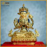 Tôn tượng Quan Âm Tứ Thủ đồng đài loan 21,5cm