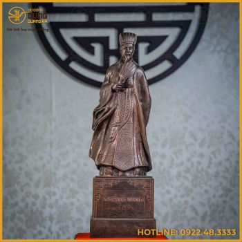 Tượng Khổng Minh đồng đỏ hun đen cao 50cm nặng 9,5kg