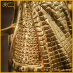 Tượng Trần Hưng Đạo đồng đỏ áo giáp cày nổi dát vàng 50cm