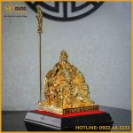 Tượng Quan Công đọc sách đồng vàng mạ vàng cao 25cm