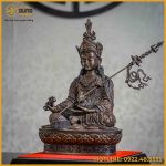 Tượng Liên Hoa Sanh đồng vàng hun đen 30cm