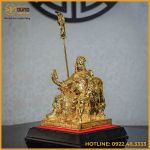Tượng Quan Công đọc sách đồng vàng mạ vàng cao 25cm