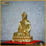 Tượng Phật Thích Ca đồng vàng dát vàng cao 20cm nặng 2kg