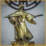 Tượng Khổng Minh đồng vàng cao 45cm ngang 34cm sâu 22cm