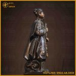 Tượng Trần Hưng Đạo đồng đỏ khảm ngũ sắc cao 38cm