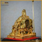 Tượng Quan Công đọc sách đồng vàng mạ vàng cao 25cm