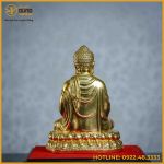 Tượng Phật Thích Ca đồng vàng dát vàng cao 20cm nặng 2kg