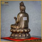 Tượng Phật Đại Thế Chí đồng vàng hun cao 27cm, ngang 14cm, nặng 3,7kg