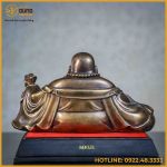 Tượng Phật Di Lặc đồng vàng hun cao 15cm ngang 27cm sâu 16cm