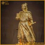 Tượng Trần Hưng Đạo đồng đỏ áo giáp cày nổi dát vàng 50cm