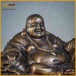 Tượng Phật Di Lặc đồng vàng hun cao 15cm ngang 27cm sâu 16cm