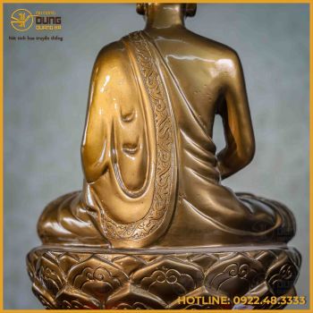 Tượng Trần Nhân Tông đồng đỏ làm màu cao 38cm