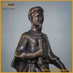 Tượng Trần Hưng Đạo đồng vàng hun giả cổ cao 30cm ngang 11cm