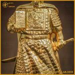 Tượng Trần Hưng Đạo đồng đỏ áo giáp cày nổi dát vàng 50cm