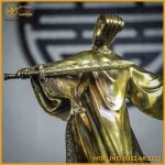 Tượng Khổng Minh đồng vàng cao 45cm ngang 34cm sâu 22cm