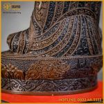Tượng Liên Hoa Sanh đồng vàng hun đen 30cm
