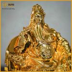 Tượng Quan Công đọc sách đồng vàng mạ vàng cao 25cm