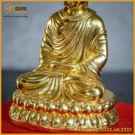 Tượng Phật Thích Ca đồng vàng dát vàng cao 20cm nặng 2kg