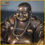 Tượng Phật Di Lặc đồng vàng hun cao 15cm ngang 27cm sâu 16cm