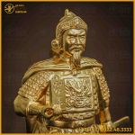 Tượng Trần Hưng Đạo đồng đỏ áo giáp cày nổi dát vàng 50cm