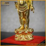 Tượng Phật đản sinh bằng đồng vàng dát vàng Đài Loan cao 38cm