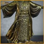 Tượng Khổng Minh đồng vàng cao 45cm ngang 34cm sâu 22cm