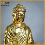 Tượng Phật Thích Ca đồng vàng dát vàng cao 20cm nặng 2kg