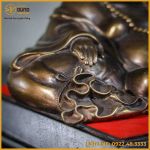 Tượng Phật Di Lặc đồng vàng hun cao 15cm ngang 27cm sâu 16cm