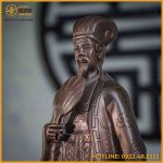 Tượng Khổng Minh đồng đỏ hun đen cao 50cm nặng 9,5kg