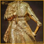 Tượng Trần Hưng Đạo đồng đỏ mộc cày nổi dát vàng cao 38cm