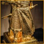 Tượng Trần Hưng Đạo đồng đỏ áo giáp cày nổi dát vàng 50cm