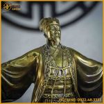 Tượng Khổng Minh đồng vàng cao 45cm ngang 34cm sâu 22cm