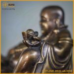 Tượng Phật Di Lặc đồng vàng hun cao 15cm ngang 27cm sâu 16cm