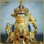 Tôn tượng Quan Âm Tứ Thủ đồng đài loan 21,5cm