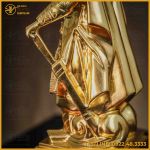 Tượng Trần Hưng Đạo đồng đỏ mộc cày nổi dát vàng cao 38cm